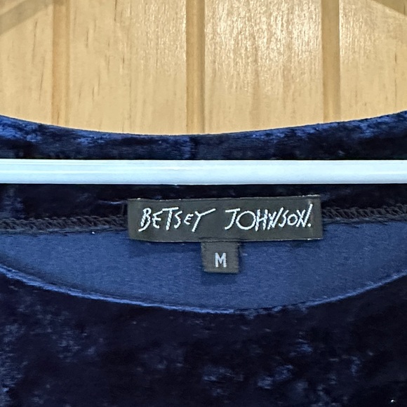 Betsey Johnson Navy Velvet Long Sleeve Dress - Picture 2 of 3
